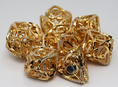 Hollow Hearts: Jeweled Gold - Metal RPG Dice Set