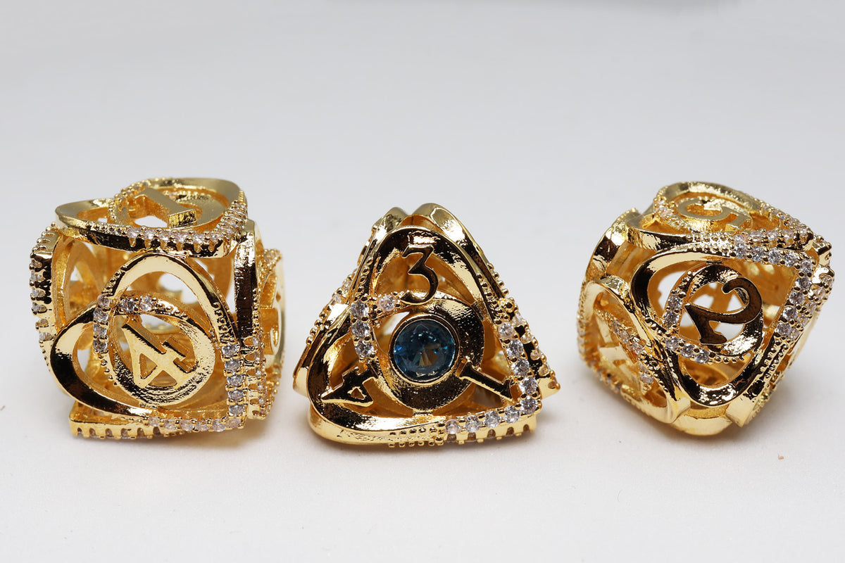 Hollow Hearts: Jeweled Gold - Metal RPG Dice Set