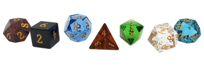 Old School Dice: Gemstone 7-Piece Set - 7 Color Glass