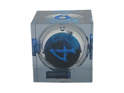 Old School Dice: Sharp Edged 7-Piece Dice Set - Liquid Infused - Serpent's Eye - Black w/ Blue Eye