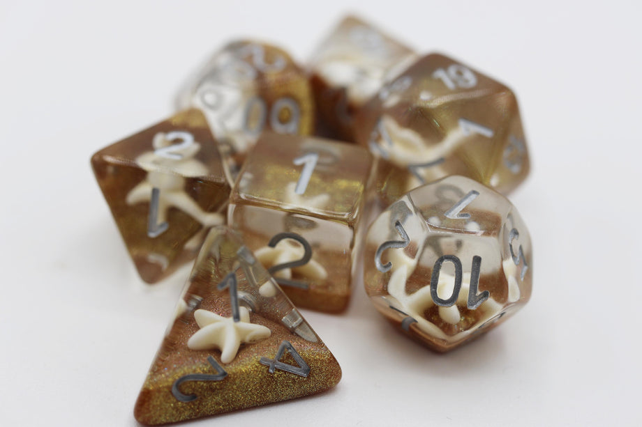 Foam Brain - Starfish Gold Sand RPG Dice Set