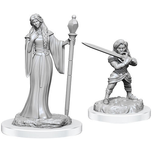 Critical Role Unpainted Miniatures: W03 - Human Wizard Female & Halfing Holy Warrior Female