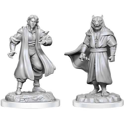 Critical Role Unpainted Miniatures: W03 - Male Human Sorcerer Merchant & Tiger Demon