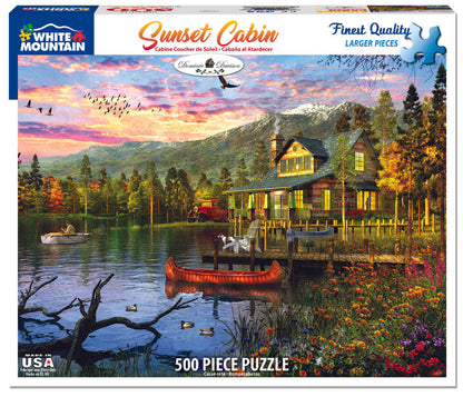 White Mountain Sunset Cabin Puzzle
