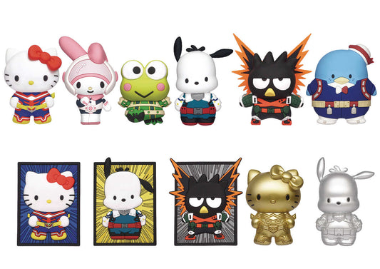 Hello Kitty X My Hero Academia 3D Foam Bag Clip Blind Mystery Box Display