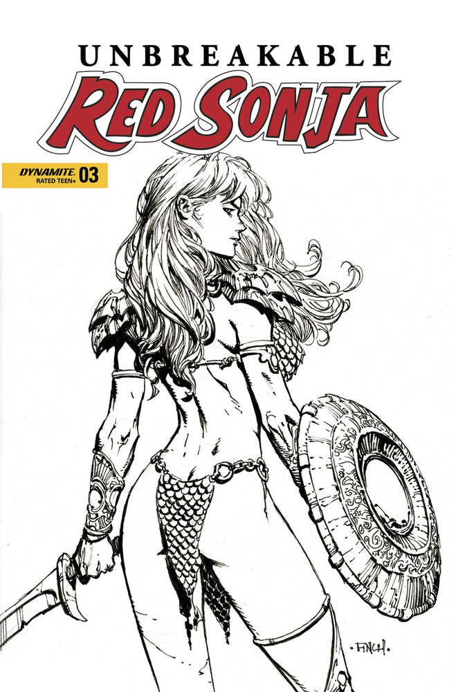 Unbreakable Red Sonja #3 Cover D Finch Black & White