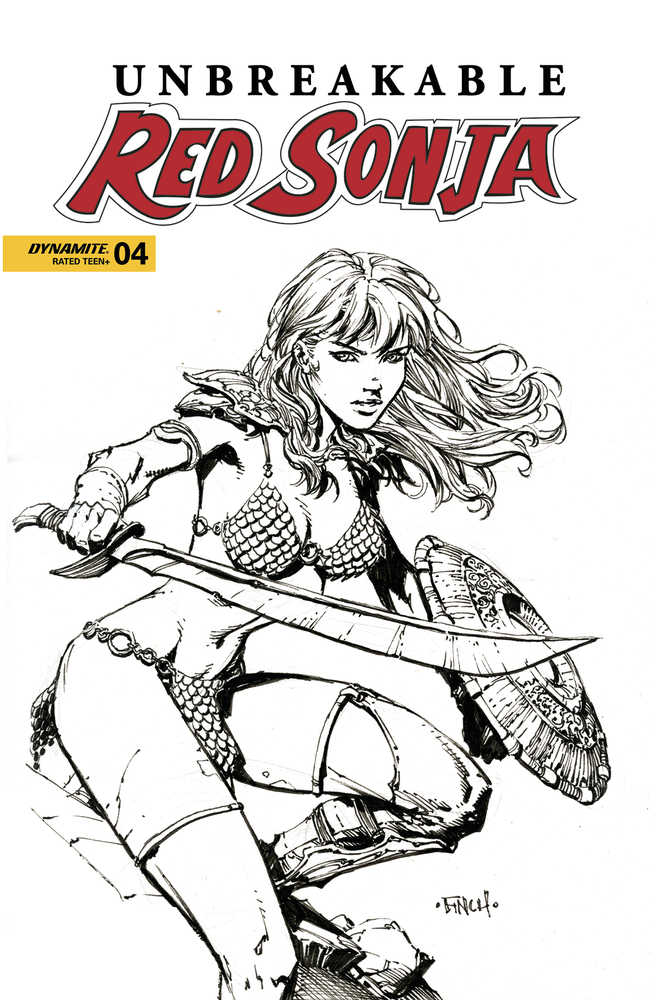 Unbreakable Red Sonja #4 Cover D Finch Black & White