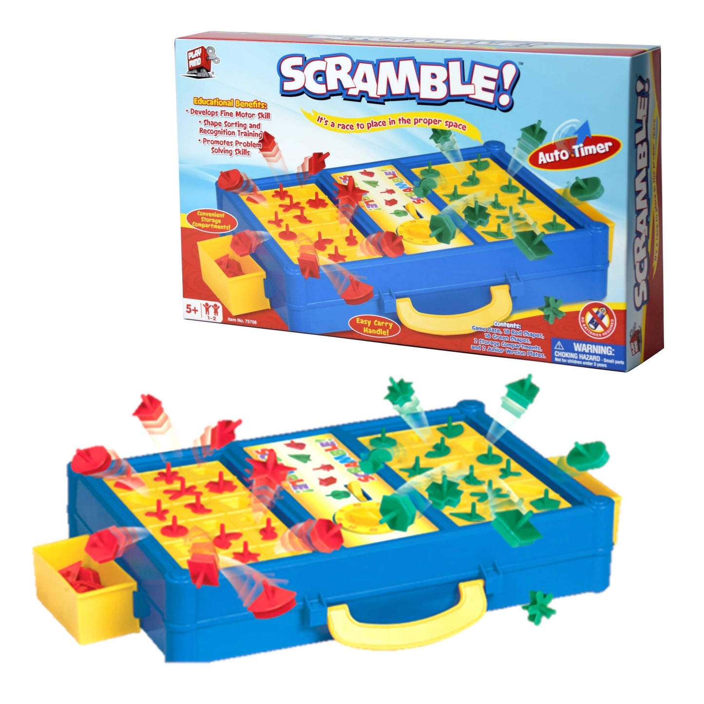 MukikiM - Scramble - 1 - 2 Players Classic Shape Sorting Board Game