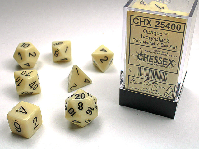 Chessex Opaque Ivory/Black-7 Die Set