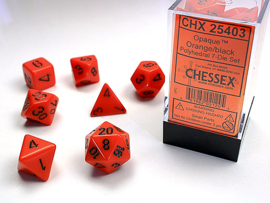Chessex Opaque Orange/Black-7 Die Set