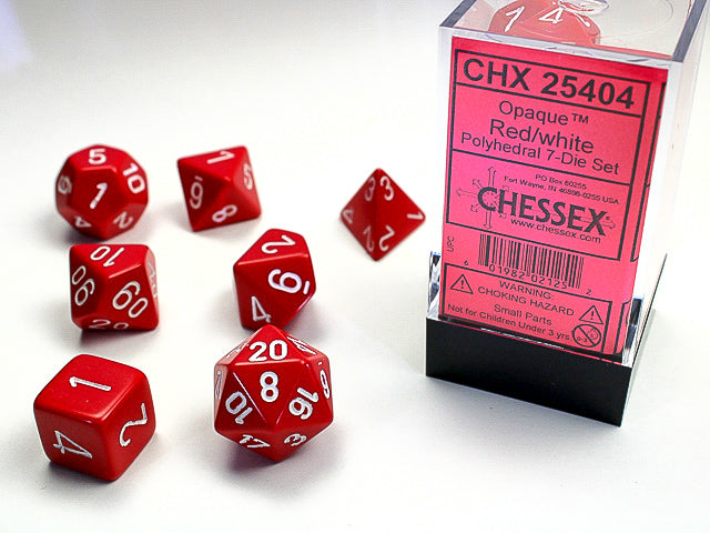 Chessex Opaque Red/White-7 Die Set