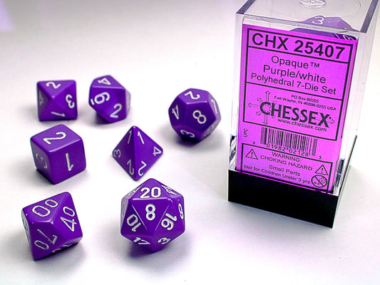 Chessex Opaque Purple/White-7 Die Set