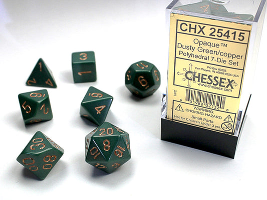 Chessex Opaque Dusty Green/Copper-7 Die Set