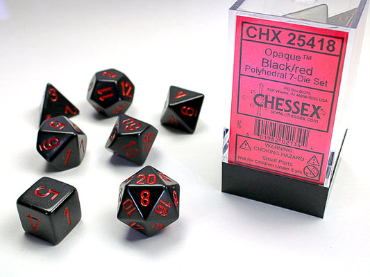 Chessex - Opaque Black/Red 7-Die Set