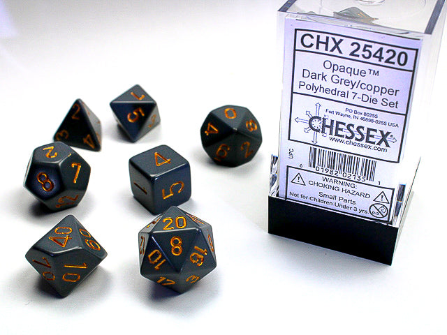 Chessex Opaque Dark Grey/Copper-7 Die Set