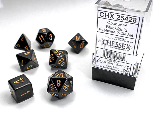 Chessex Opaque Black/Gold-7 Die Set