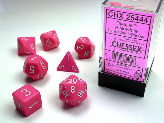Chessex Opaque Pink/White-7 Die Set