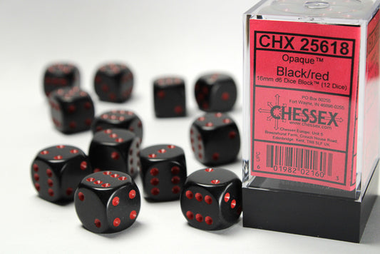 Chessex  -Black/Red -Opaque-12 Die Set