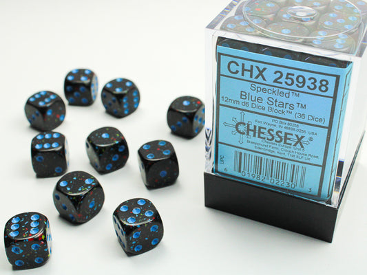 Chessex - Speckled Blue Stars 12mm d6 Dice Block (36 Dice)