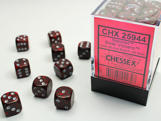 Chessex - Speckled Silver Volcano 12mm d6 Dixe Block (36 Dice)