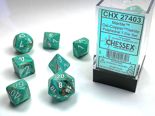 Chessex - Marble Oxi-Copper/White Polyhedral 7-Die Set