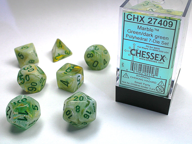 Chessex - Marble Green/Dark Green Polyhedral 7-Die Set