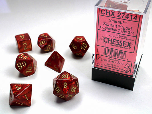 Chessex - Scarab Scarlet/Gold Polyhedral 7-Die Set
