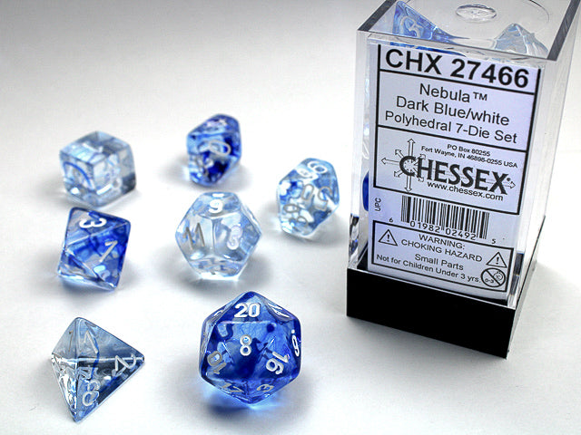 Chessex - Nebula Dark Blue/White Polyhedral 7-Die Set