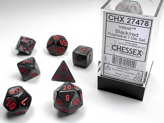 Chessex - Velvet Black/Red Polyhedral 7-Die Set