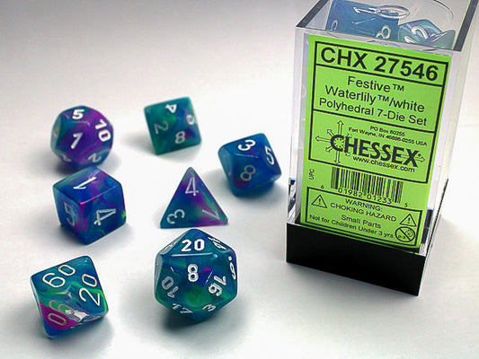 Chessex - Festive Waterlily/White Polyhedral 7-Die Set