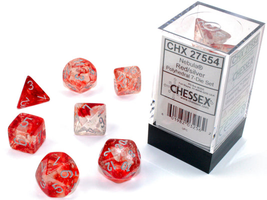 Chessex - Nebula Red/Silver Polyhedral 7-Die Set