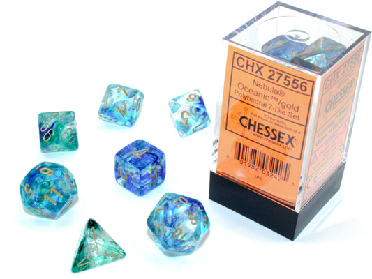 Chessex - Nebula Oceanic/Gold Polyhedral 7-Die Set