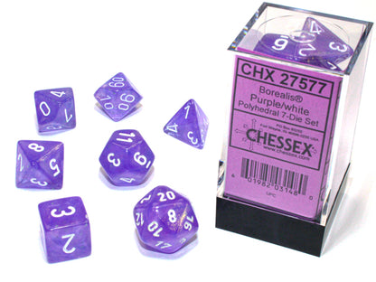 Chessex - Borealis Purple/White Polyhedral 7-Die Set