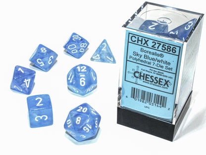 Chessex - Borealis Sky Blue/White Polyhedral 7-Die Set