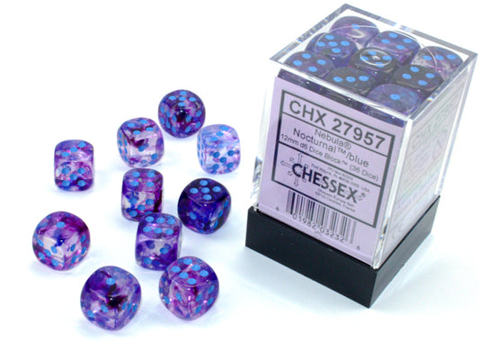 Chessex - Nebula Nocturnal/Blue 12 mm d6 Dice Block (36 Dice)