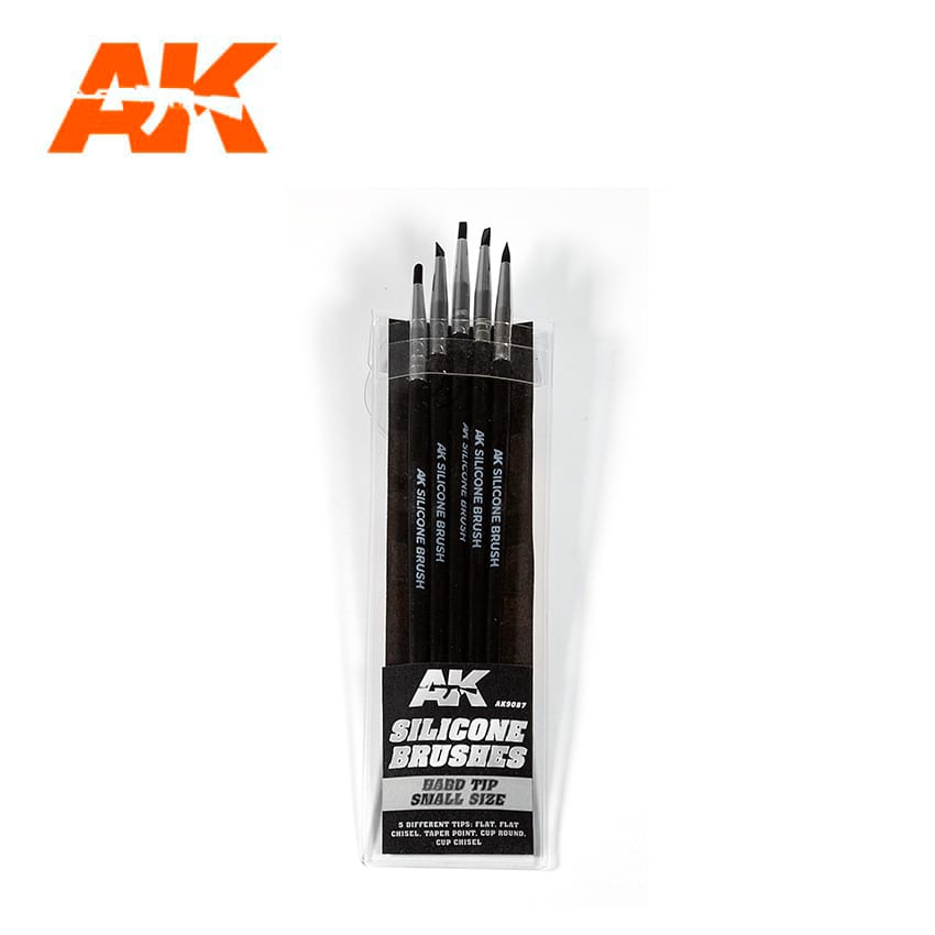 AK Interactive - Silicone Brushes: Medium Hard Tip, Medium (Set of 5)