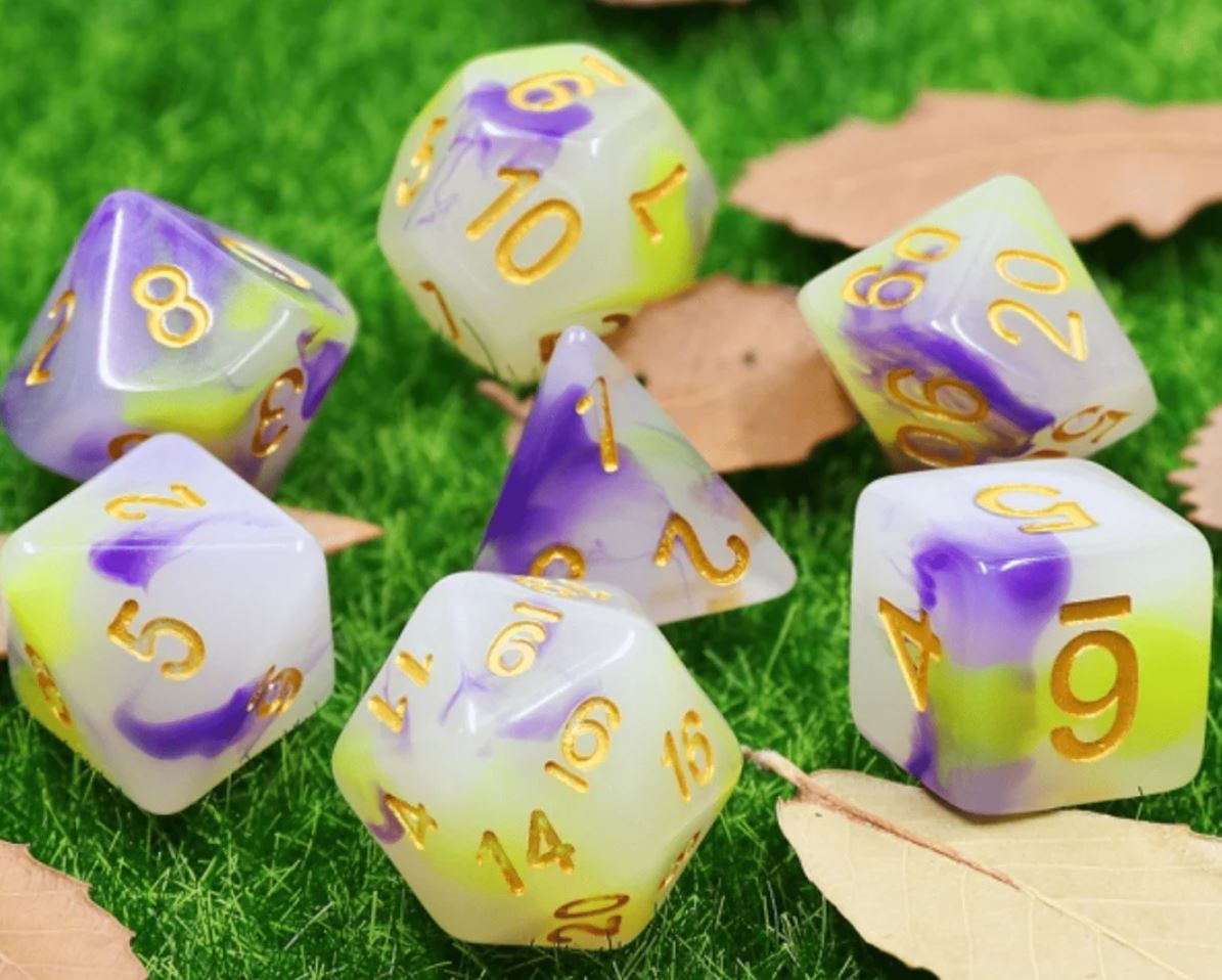 Foam Brain - Yellow & Purple Jade RPG Dice Set