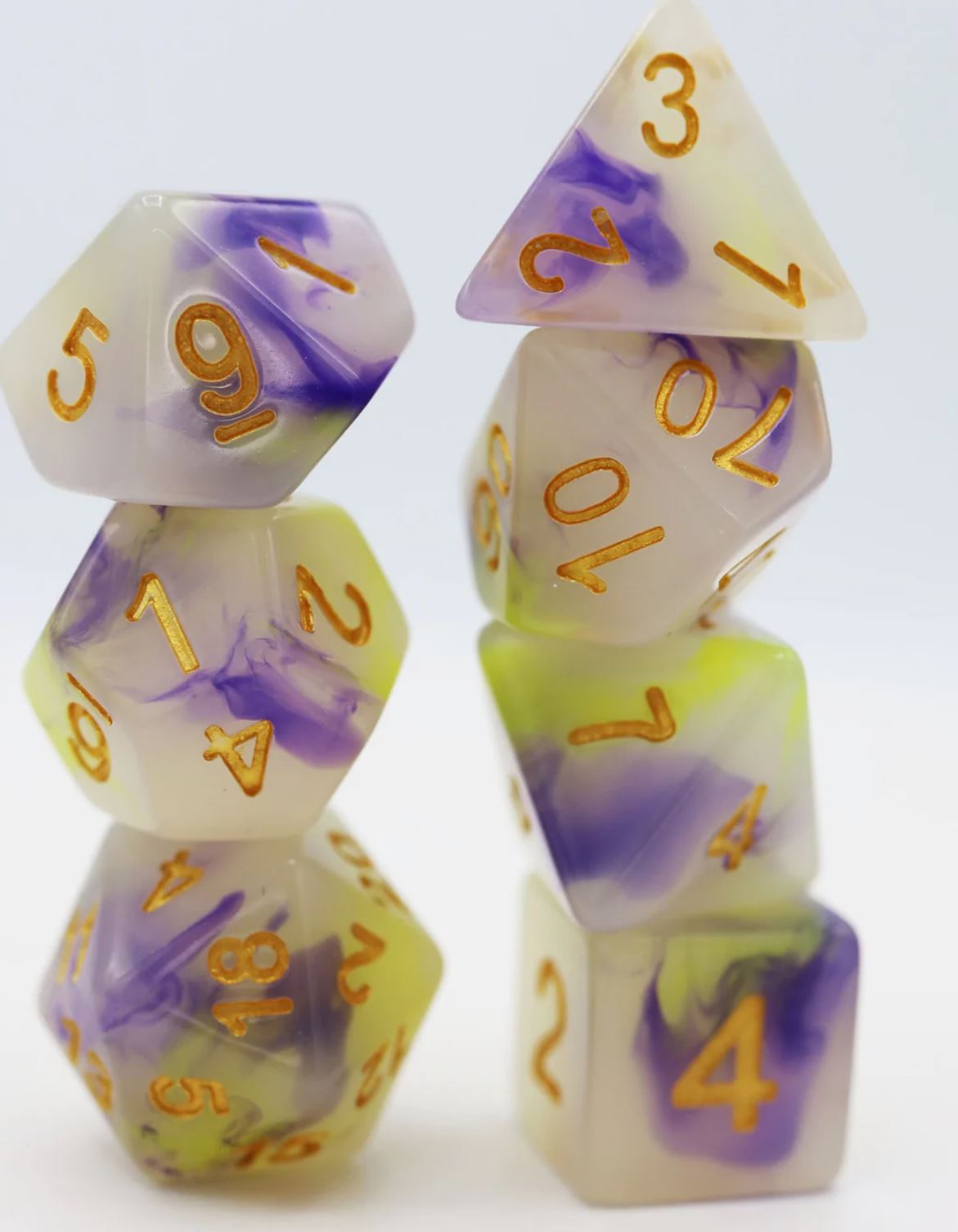 Foam Brain - Yellow & Purple Jade RPG Dice Set