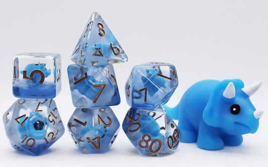 BLUE TRICERATOPS RPG DICE SET