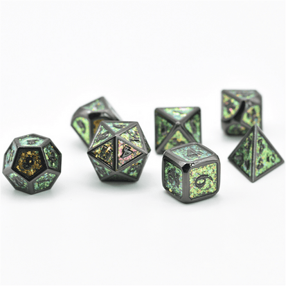Color Shifting: Fields of Green Metal RPG Dice Set