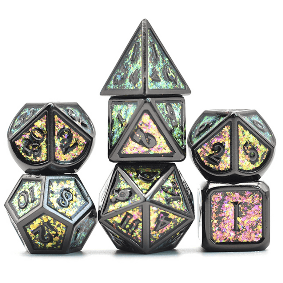 Color Shifting: Fields of Green Metal RPG Dice Set