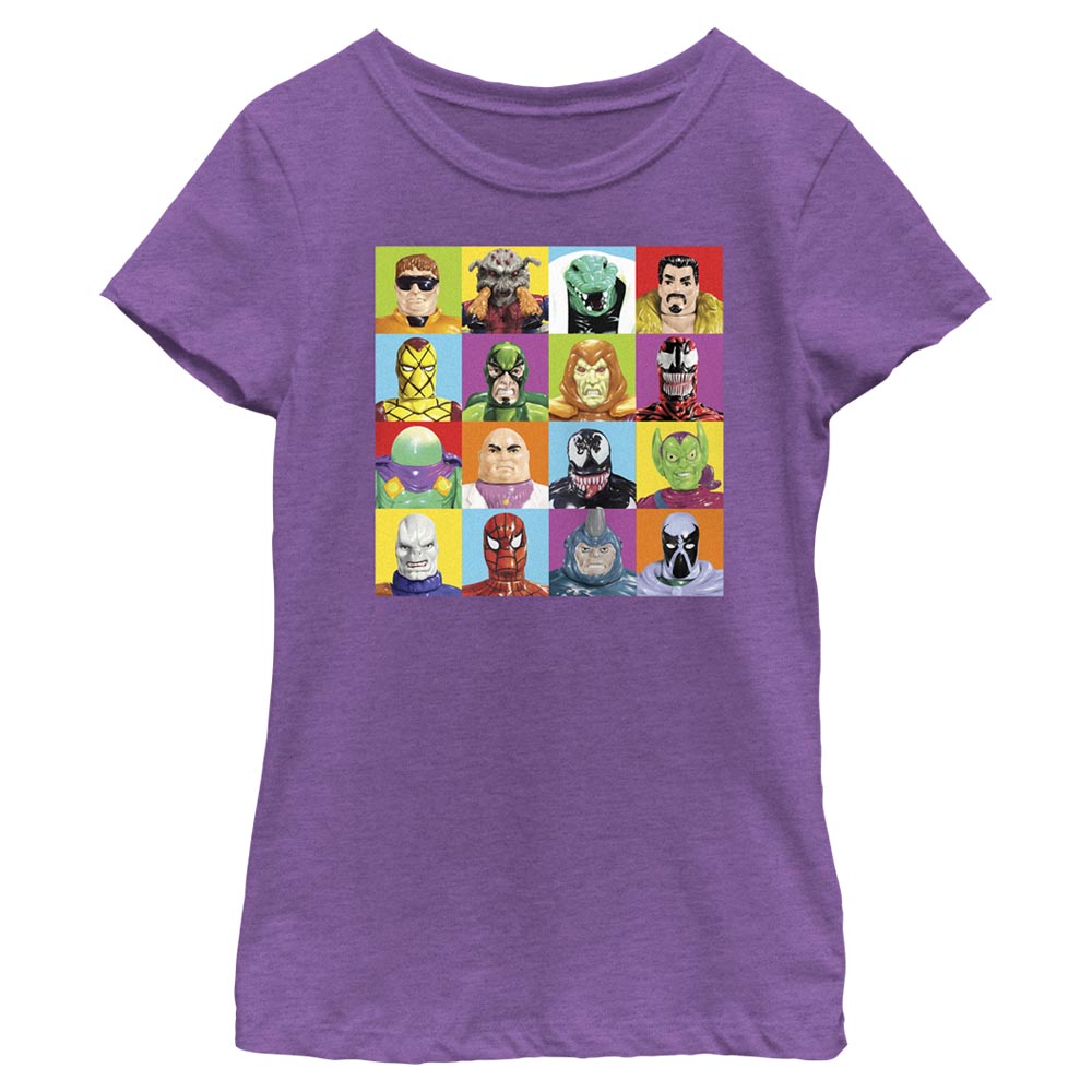 Girl's Marvel Spider-Man Beyond Amazing SPIDEY FIGURE SQUARES T-Shirt