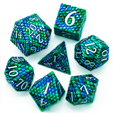 Ocean Dragon Scale RPG Metal Dice Set
