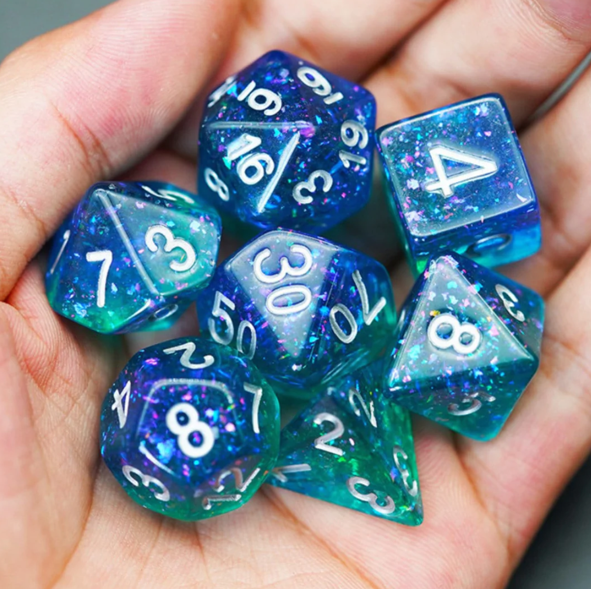 Foam Brain - Ocean Glitter Dice Set