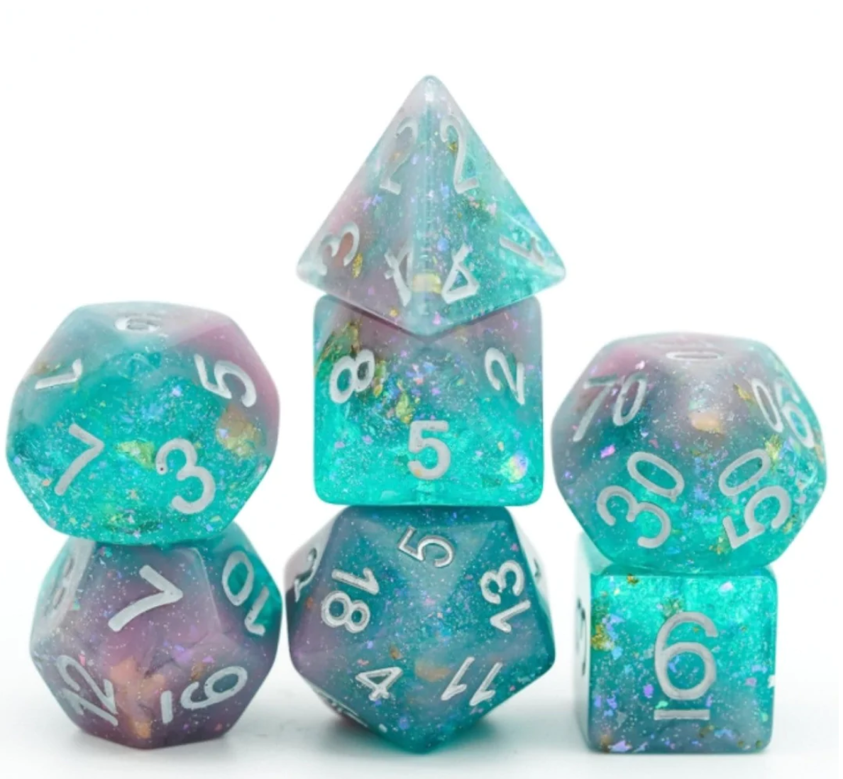 Foam Brain - Pink & Green Seabed Treasure Dice Set