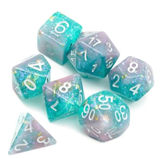 Foam Brain - Pink & Green Seabed Treasure Dice Set