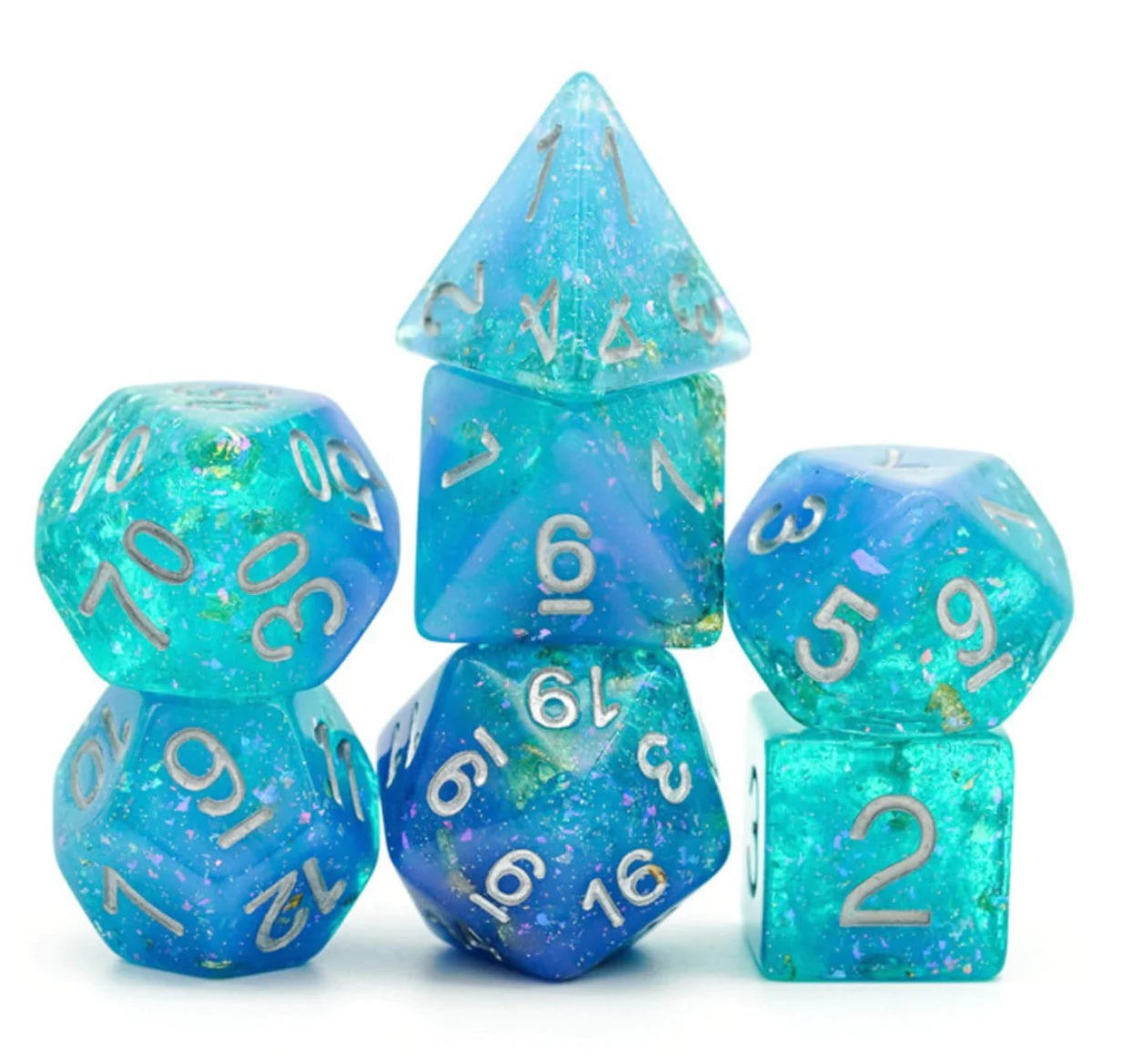 Foam Brain - Blue & Green Seabed Treasure RPG Dice Set