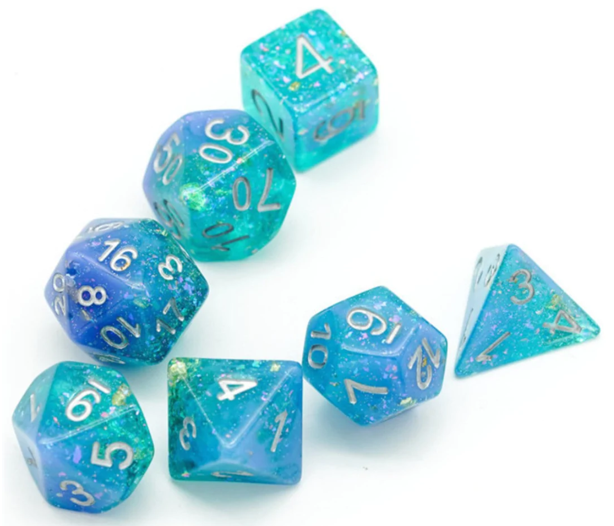 Foam Brain - Blue & Green Seabed Treasure RPG Dice Set