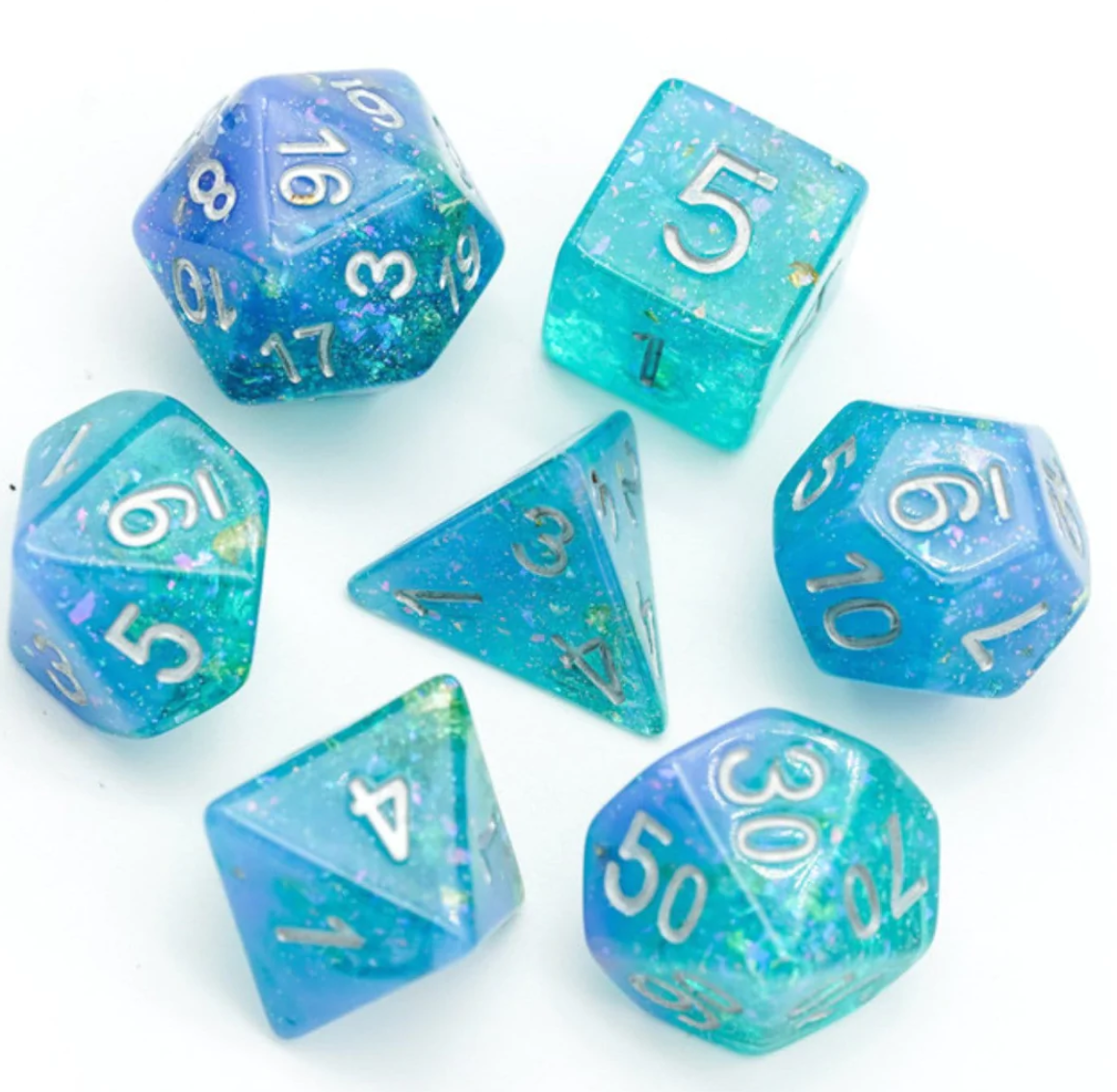 Foam Brain - Blue & Green Seabed Treasure RPG Dice Set