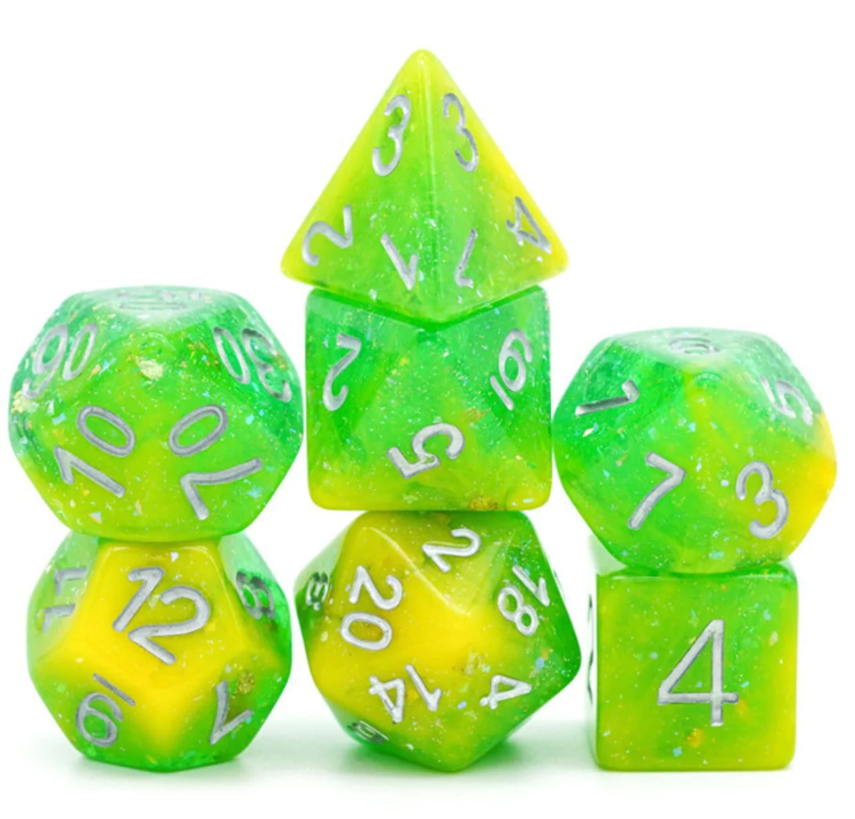 Foam Brain - Yellow & Green Seabed Treasure RPG Dice Set